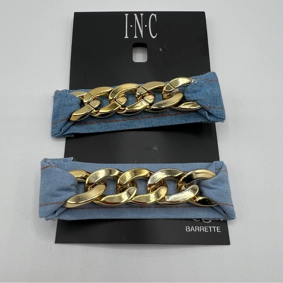 Inc International Concepts 2-Pc. Barrette Set in Gold-Tone/Denimn NWT MSRP $30 - Picture 2 of 3